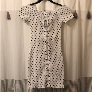 NWT LF Smocked Polka Dot Bodycon Dress